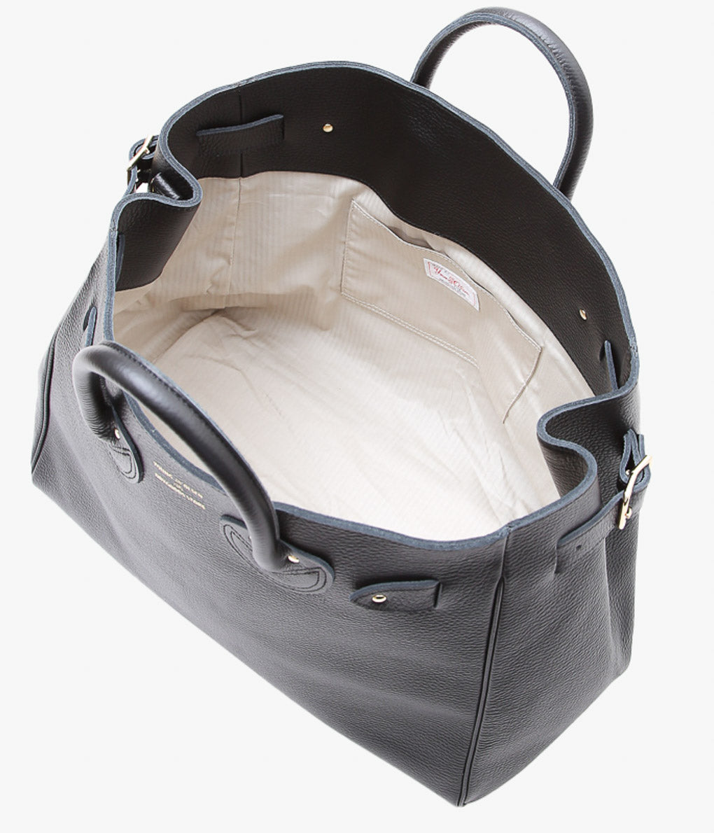 YOUNG & OLSEN THE DRYGOODS STORE ''EMBOSSED LEATHER BELTED TOTE M''(BLACK)