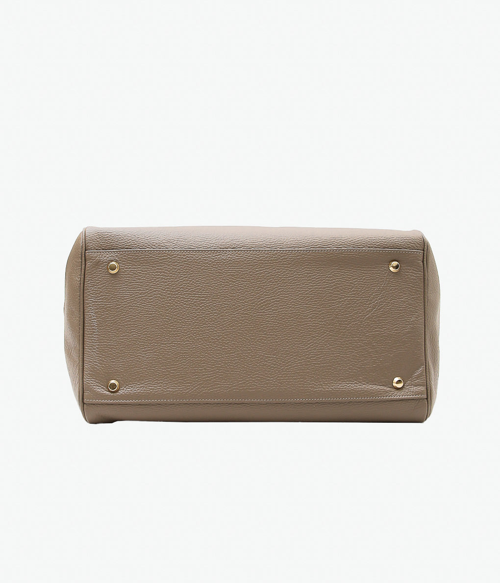 YOUNG&OLSEN THE DRYGOODS STORE ''EMBOSSED LEATHER BELTED TOTE M'' (ETOUPE)