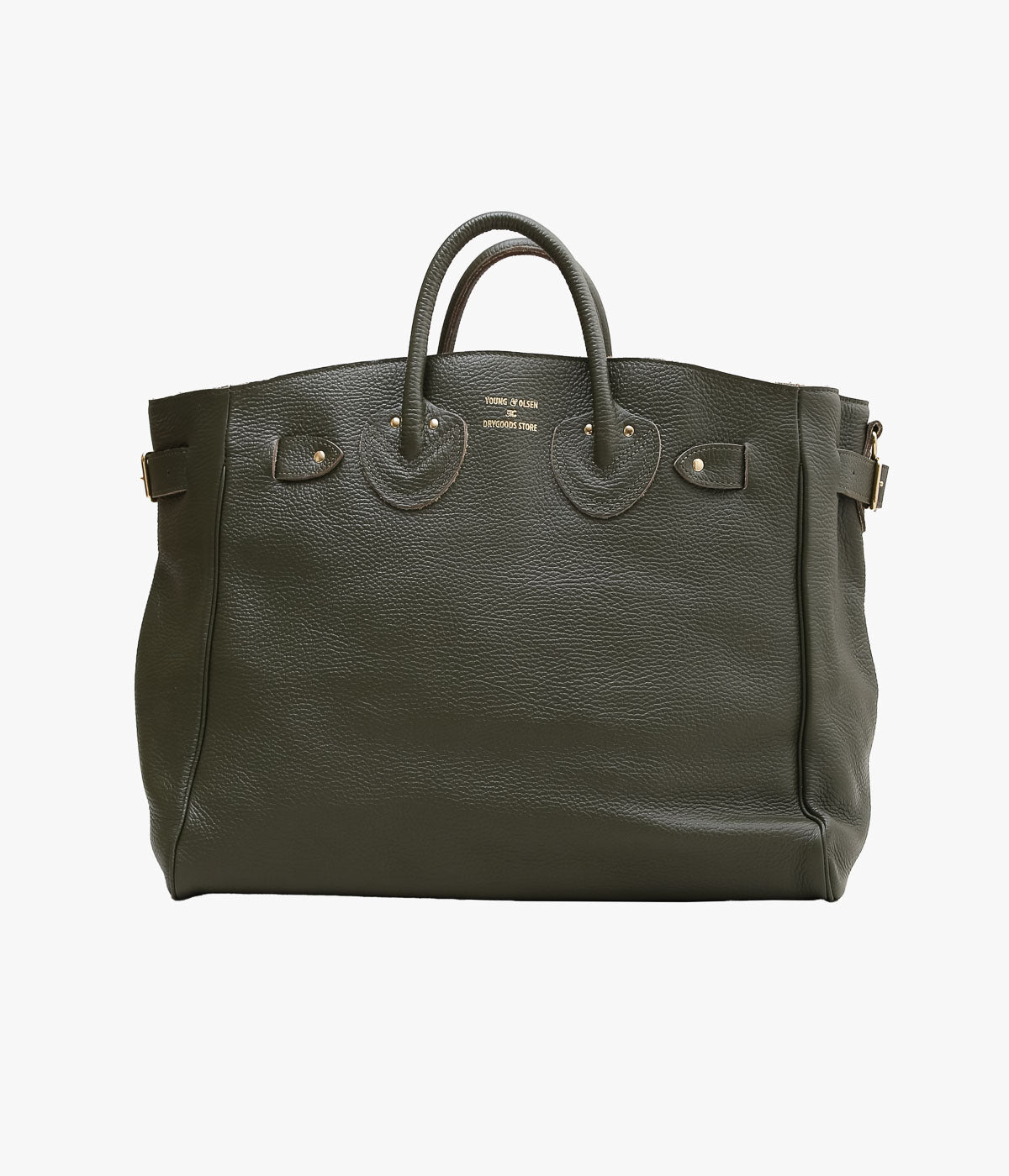 YOUNG&OLSEN THE DRYGOODS STORE ''EMBOSSED LEATHER BELTED TOTE M'' (KHAKI)