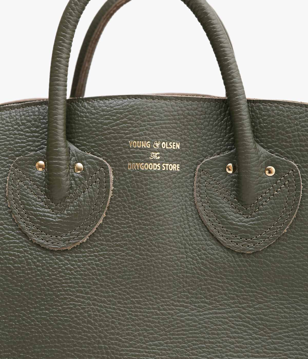 YOUNG&OLSEN THE DRYGOODS STORE ''EMBOSSED LEATHER BELTED TOTE M'' (KHAKI)