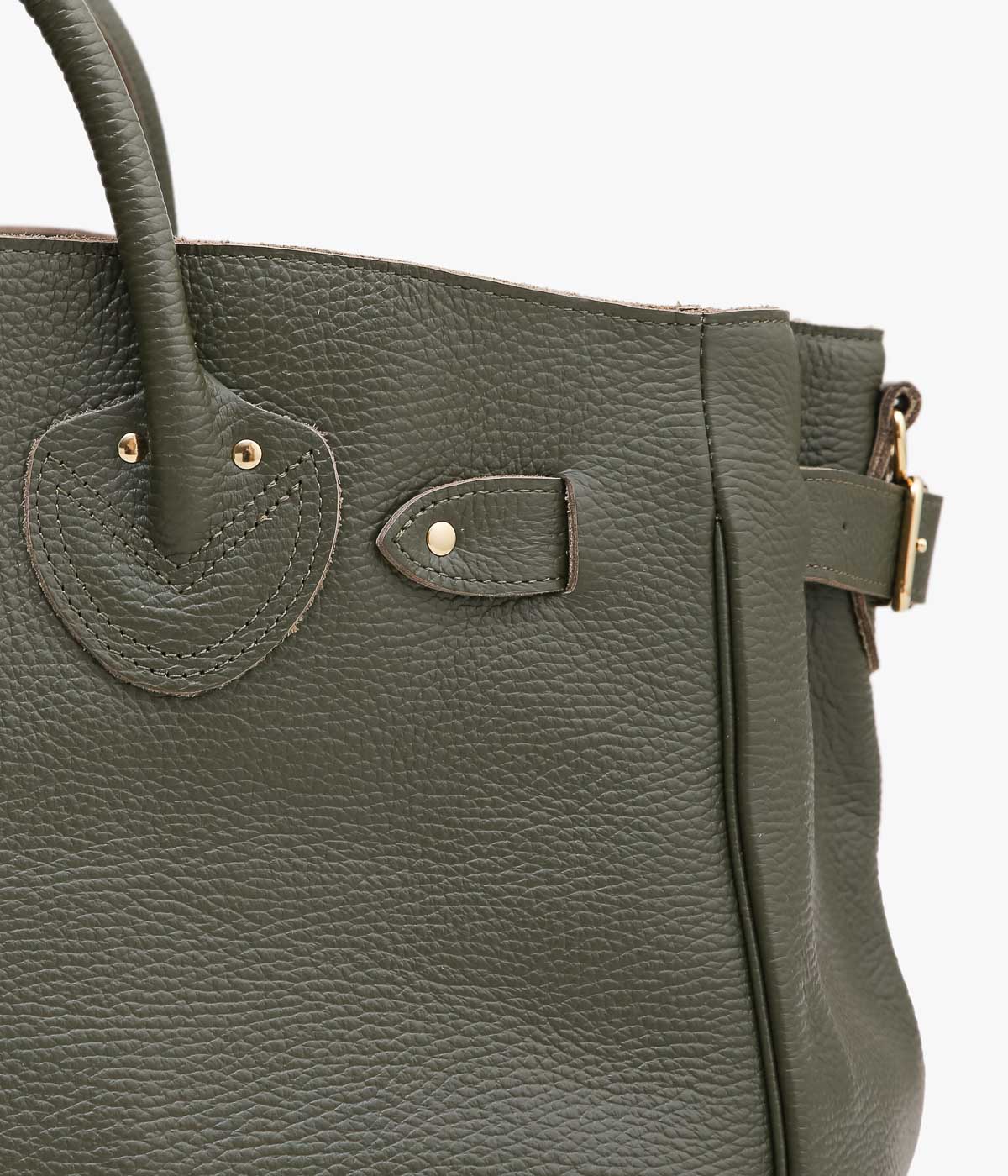 YOUNG&OLSEN THE DRYGOODS STORE ''EMBOSSED LEATHER BELTED TOTE M'' (KHAKI)