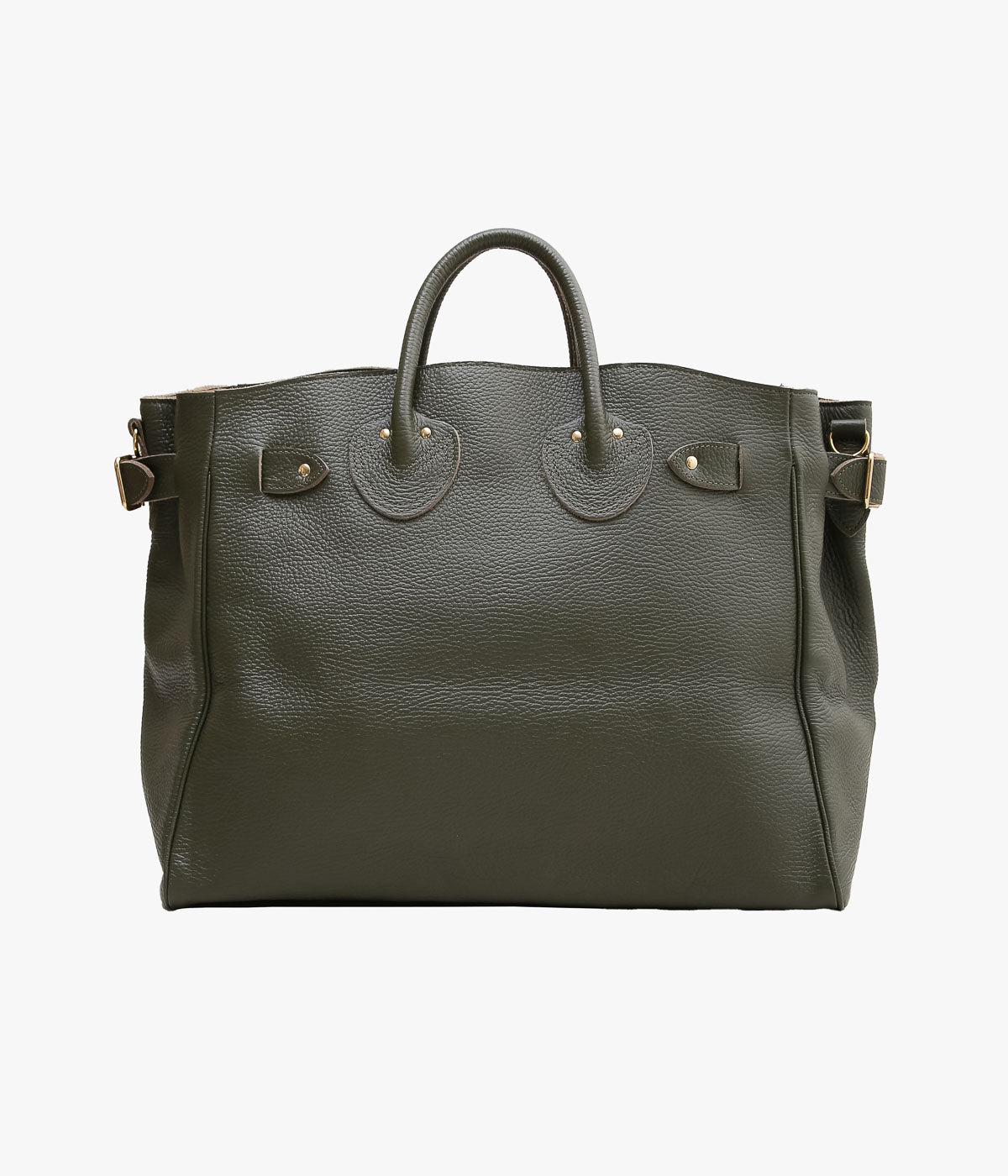 YOUNG&OLSEN THE DRYGOODS STORE ''EMBOSSED LEATHER BELTED TOTE M'' (KHAKI)