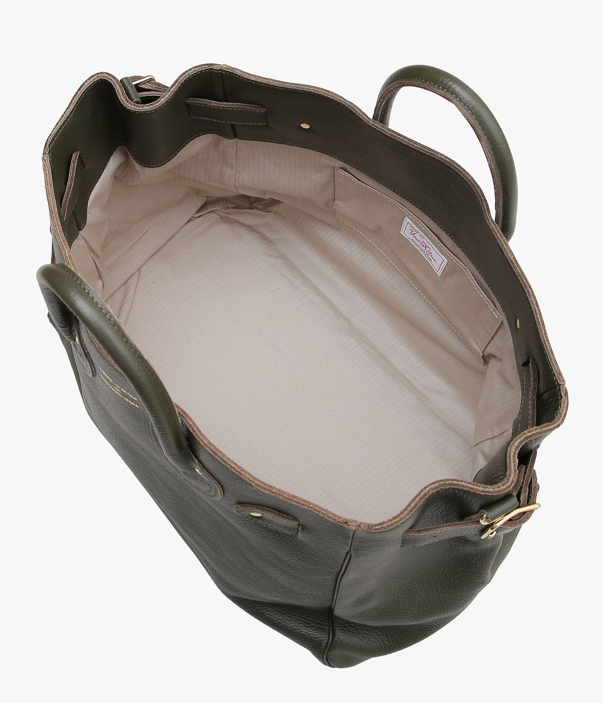 YOUNG&OLSEN THE DRYGOODS STORE ''EMBOSSED LEATHER BELTED TOTE M'' (KHAKI)