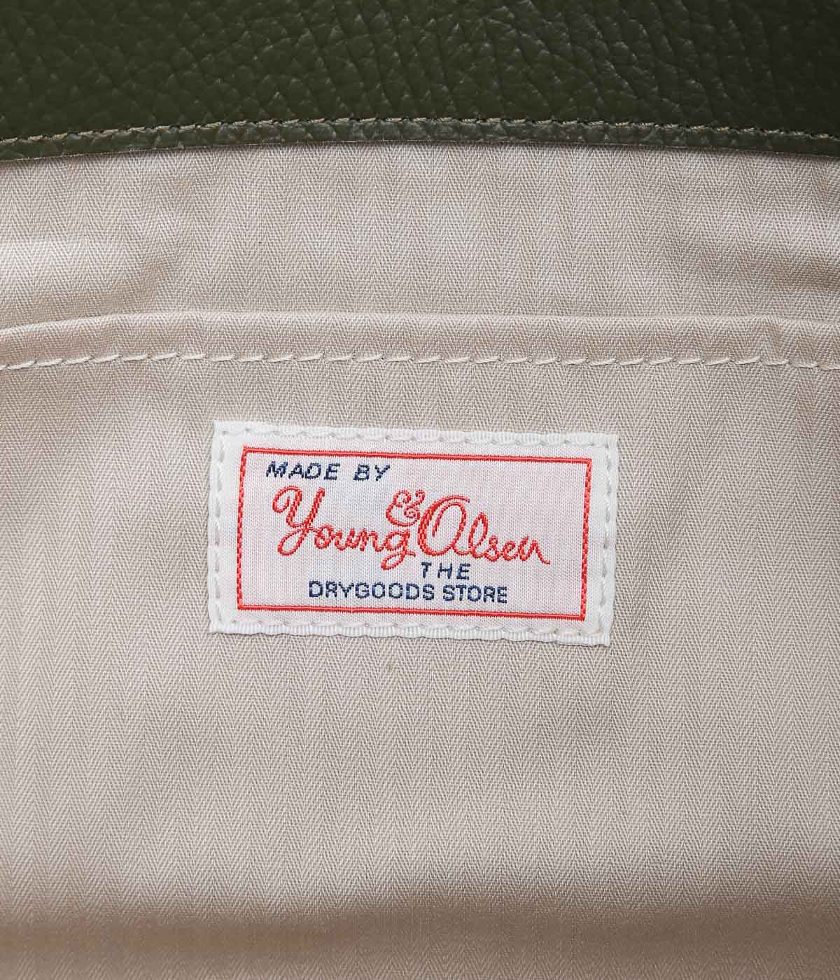 YOUNG&OLSEN THE DRYGOODS STORE ''EMBOSSED LEATHER BELTED TOTE M'' (KHAKI)