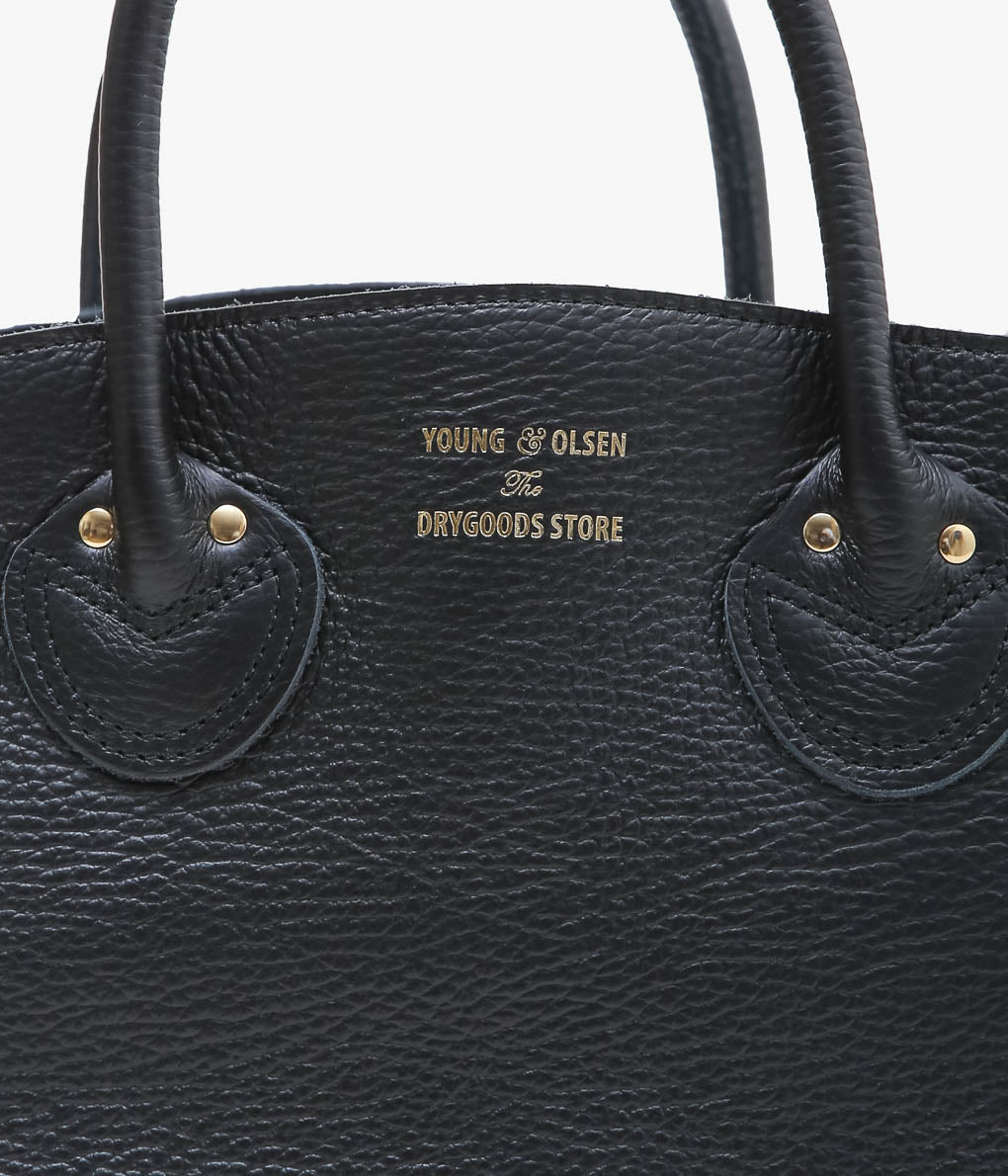 YOUNG&OLSEN THE DRYGOODS STORE ''EMBOSSED LEATHER BELTED TOTE S'' (BLACK)
