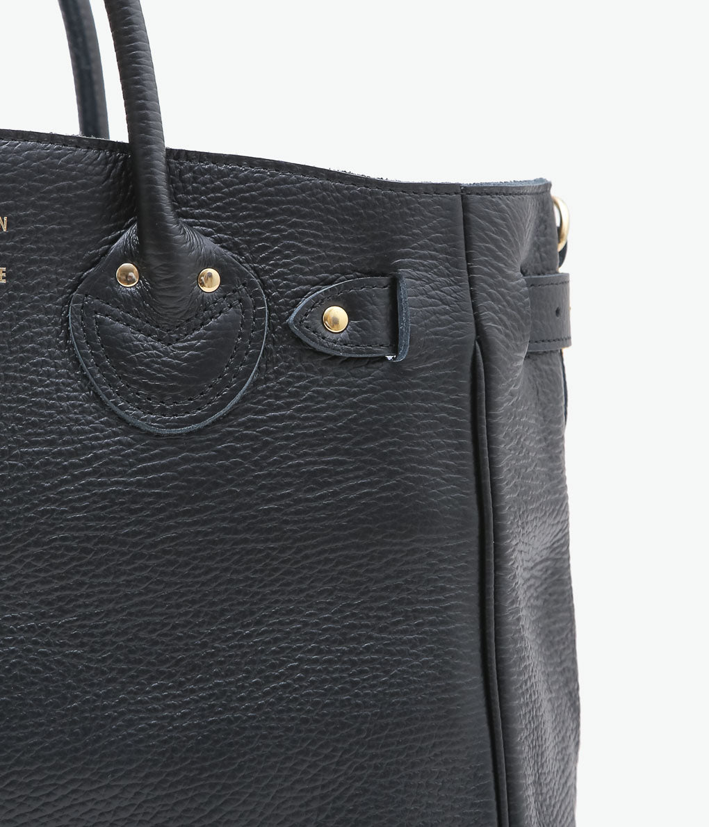 YOUNG&OLSEN THE DRYGOODS STORE ''EMBOSSED LEATHER BELTED TOTE S'' (BLACK)