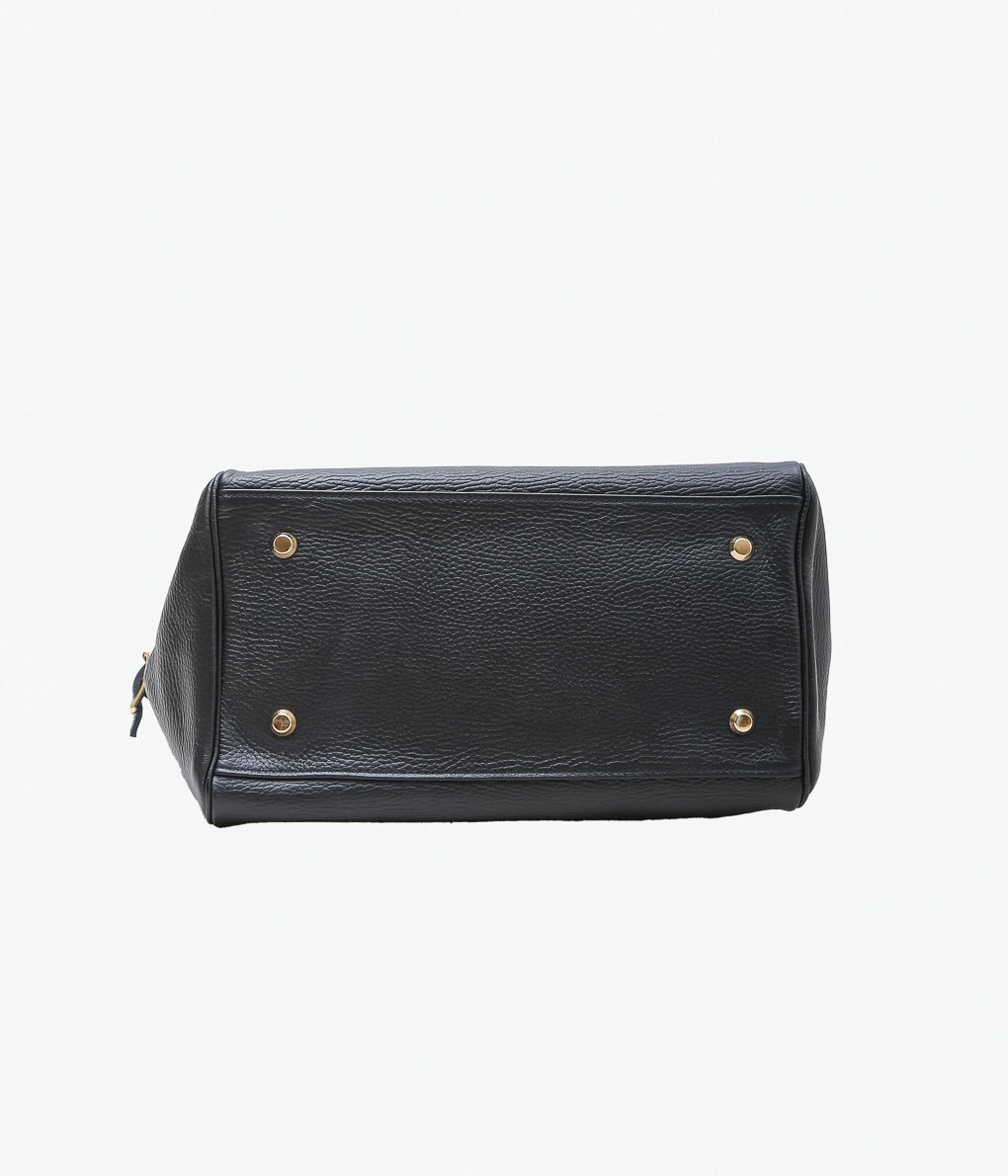 YOUNG&OLSEN THE DRYGOODS STORE ''EMBOSSED LEATHER BELTED TOTE S'' (BLACK)