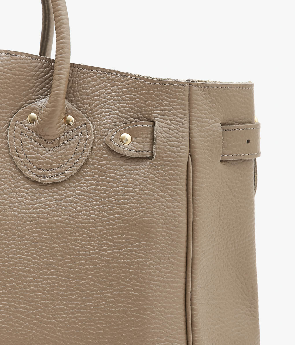 YOUNG&OLSEN THE DRYGOODS STORE ''EMBOSSED LEATHER BELTED TOTE S'' (ETOUPE)