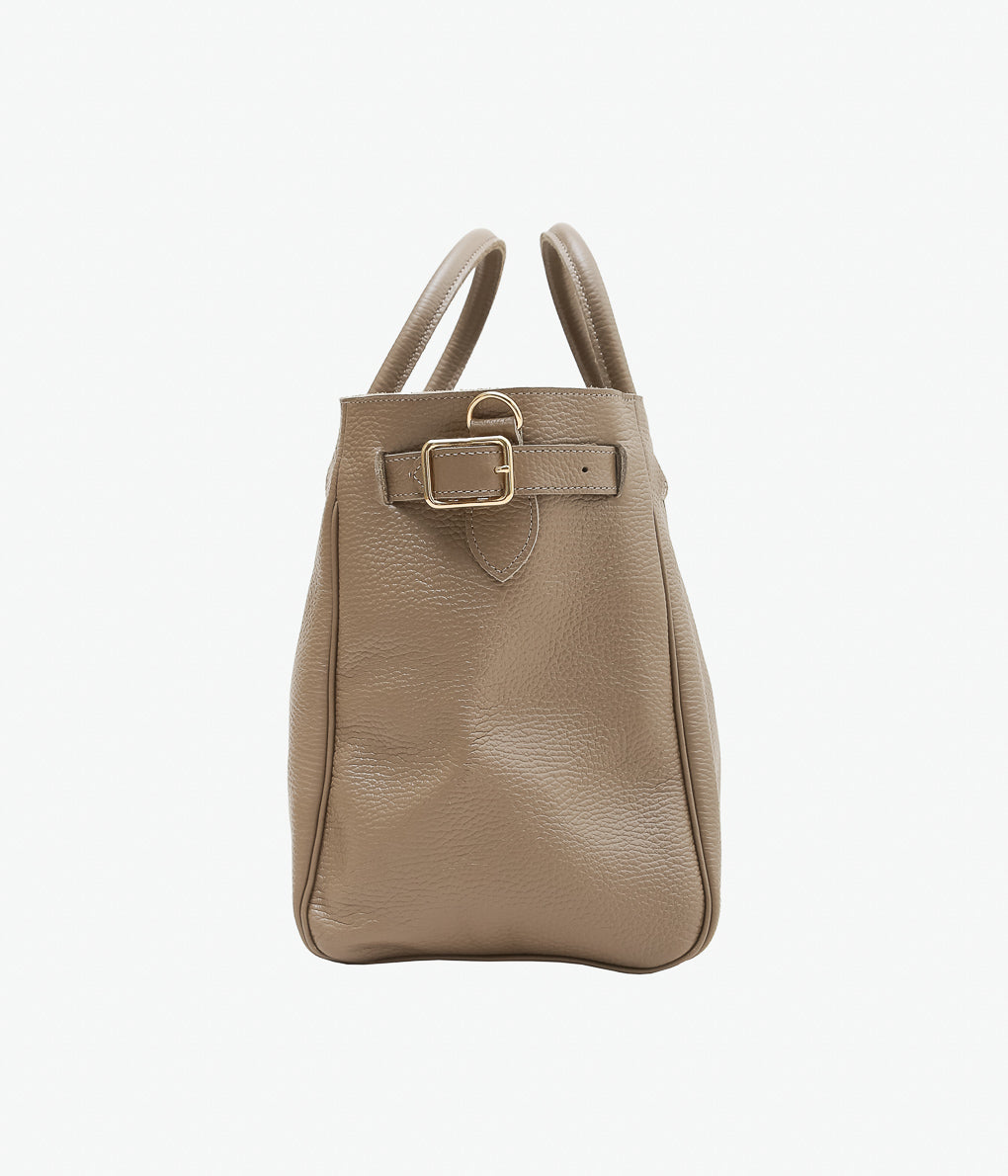 YOUNG&OLSEN THE DRYGOODS STORE ''EMBOSSED LEATHER BELTED TOTE S'' (ETOUPE)