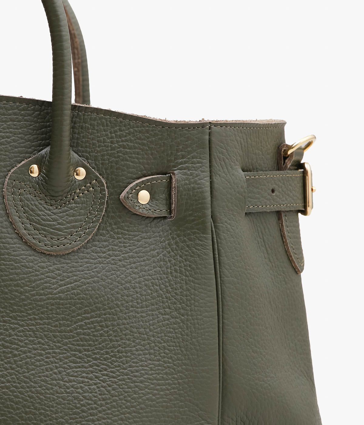 YOUNG&OLSEN THE DRYGOODS STORE ''EMBOSSED LEATHER BELTED TOTE S'' (KHAKI)