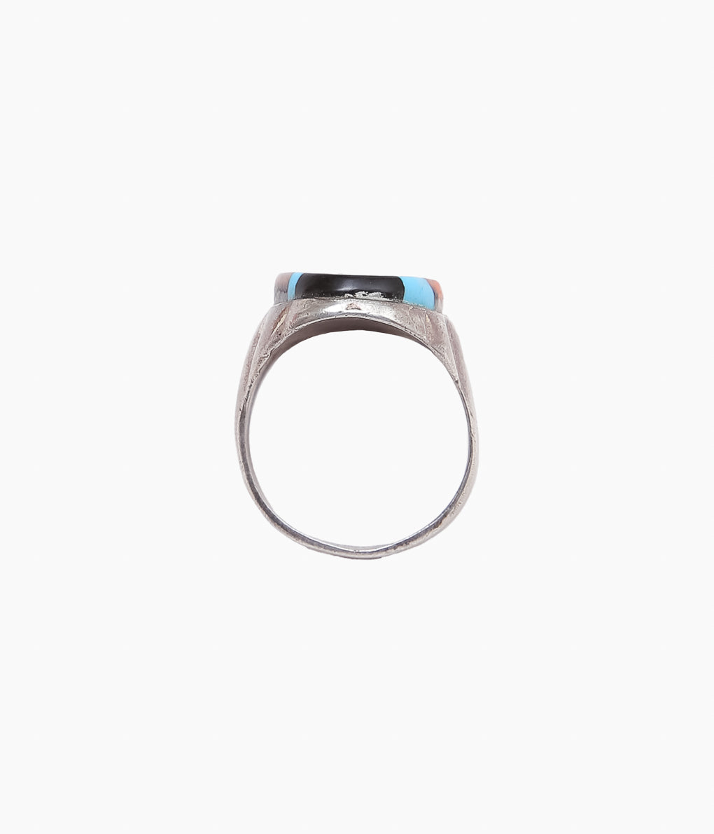 VINTAGE JEWELRY(Brimfield / NY) ''60-70'S ZUNI INLAY RING⑭'' (SILVER)
