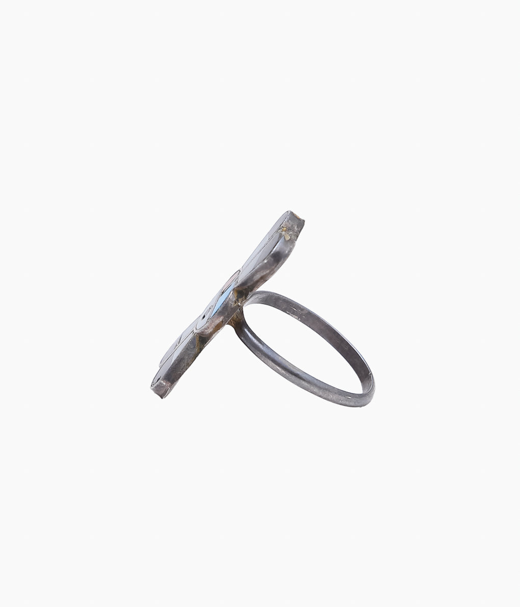 VINTAGE JEWELRY''70-80'S ZUNI INLAY RING⓽'' (SILVER)