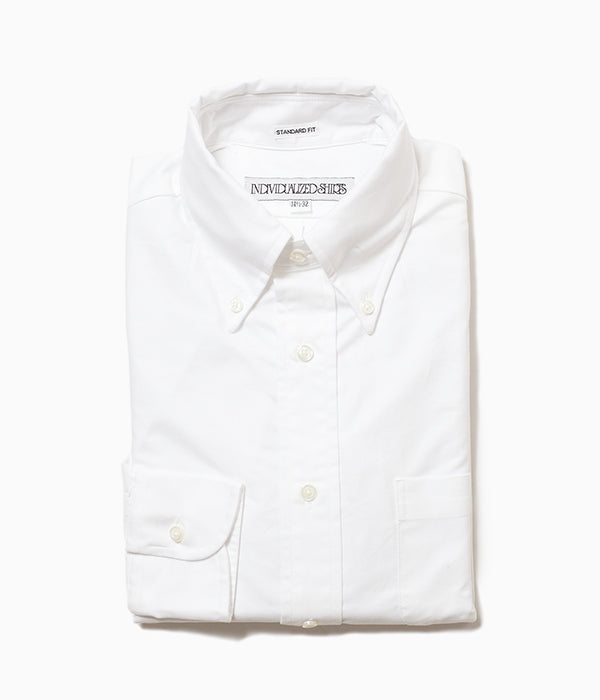 INDIVIDUALIZED SHIRTS "CAMBRIDGE OXFORD (STANDARD FIT BUTTON DOWN SHIRT)(WHITE)"