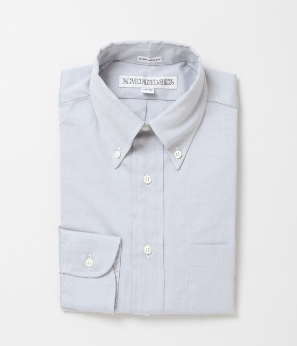 INDIVIDUALIZED SHIRTS "PINPOINT OXFORD TWO PLY 80S (STANDARD FIT BUTTON DOWN SHIRT)(LT GREY)"