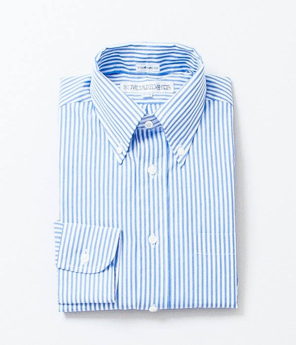 INDIVIDUALIZED SHIRTS "BENGAL STRIPE (STANDARD FIT BUTTON DOWN SHIRT) (LT BLUE)"
