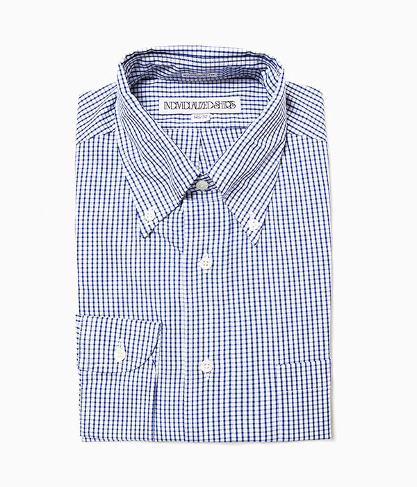 INDIVIDUALIZED SHIRTS "TATTERSALL (STANDARD FIT BUTTON DOWN SHIRT) (BLUE)"