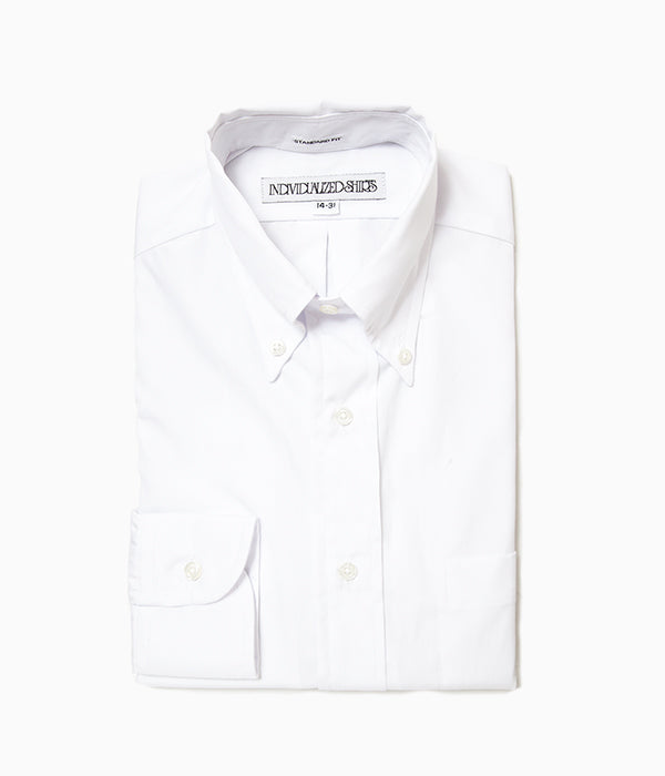 INDIVIDUALIZED SHIRTS "POPLIN (STANDARD FIT BUTTON DOWN SHIRT)(WHITE)"