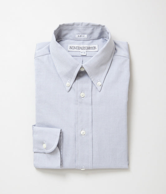 INDIVIDUALIZED SHIRTS "PINPOINT OXFORD TWO PLY 80S (SLIM FIT BUTTON DOWN SHIRT)(LT GREY)"