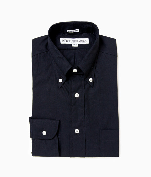 INDIVIDUALIZED SHIRTS "POPLIN (STANDARD FIT BUTTON DOWN SHIRT)"(BLACK)