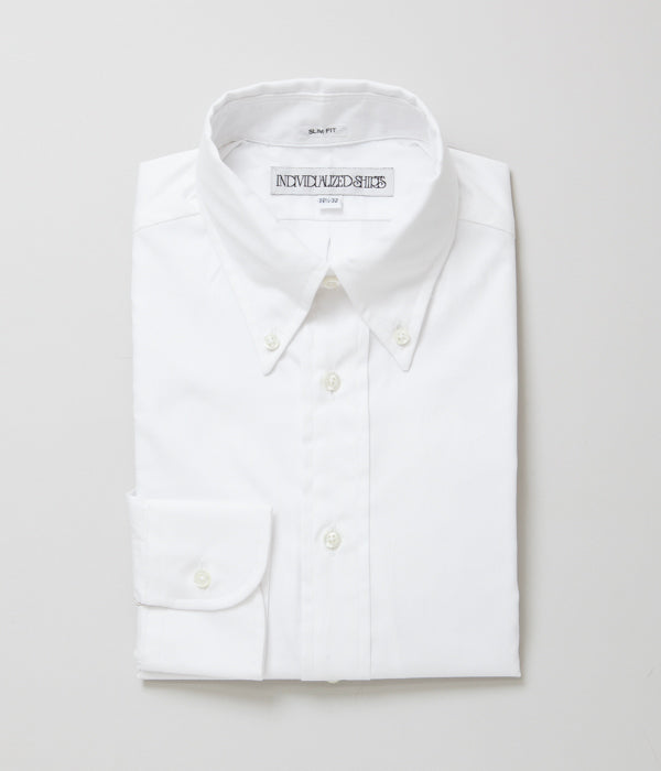 INDIVIDUALIZED SHIRTS "PINPOINT OXFORD TWO PLY 80S (SLIM FIT BUTTON DOWN SHIRT)(WHITE)"