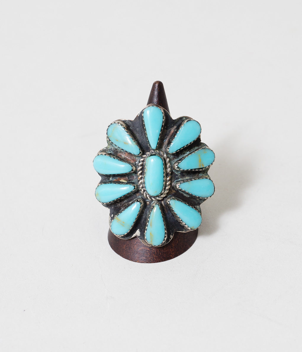 70'S ZUNI TURQUOISE CLUSTER RING 2
