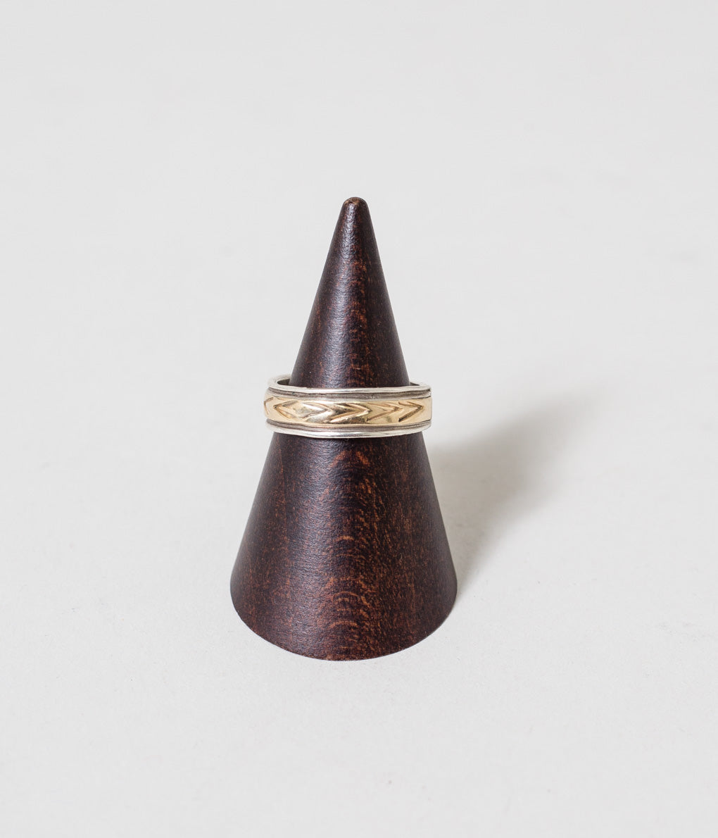 CONTEMPORARY NAVAJO 14KGOLD / SILVER RING