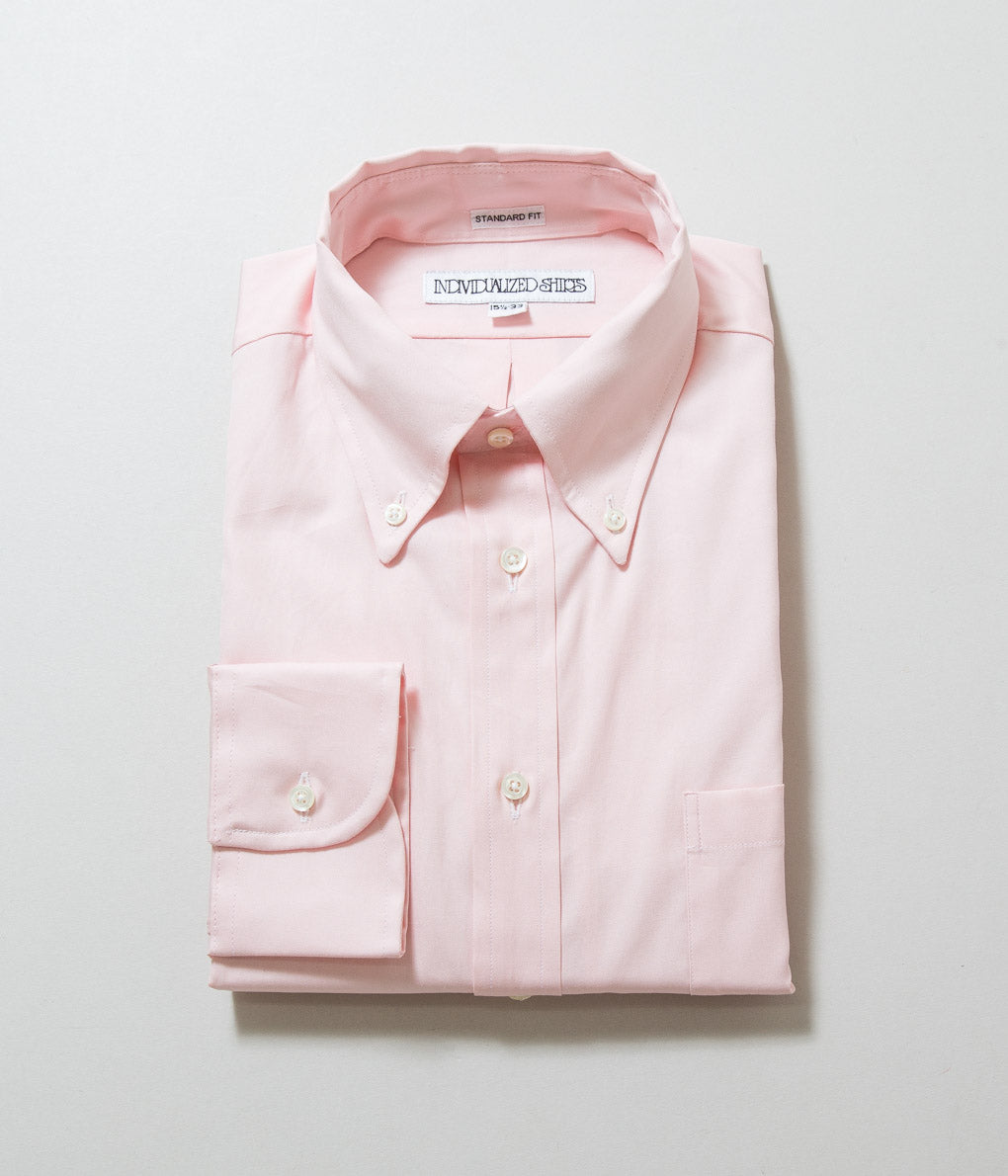 INDIVIDUALIZED SHIRTS "PINPOINT OXFORD TWO PLY 80S STANDARD FIT BUTON DOWN SHIRT" (PINK)