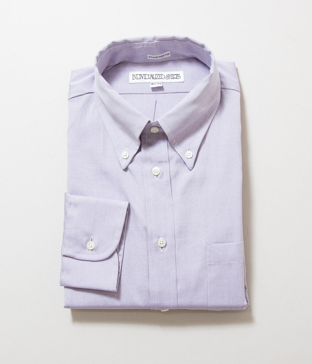 INDIVIDUALIZED SHIRTS "PINPOINT OXFORD TWO PLY 80S STANDARD FIT BUTON DOWN SHIRT" (PURPLE)