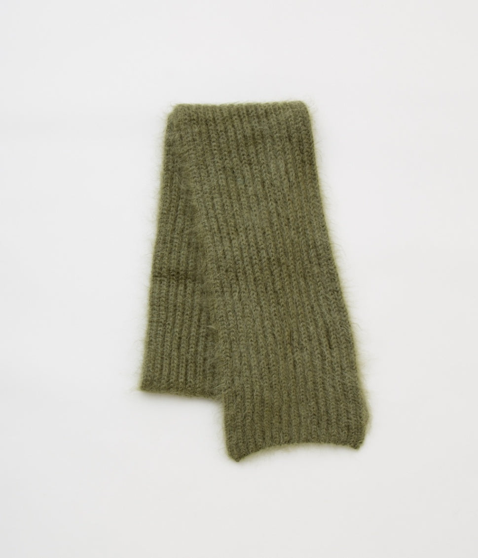 CORGI "MOHAIR / GEELONG WOOL RIB SCARF"(OLIVE)