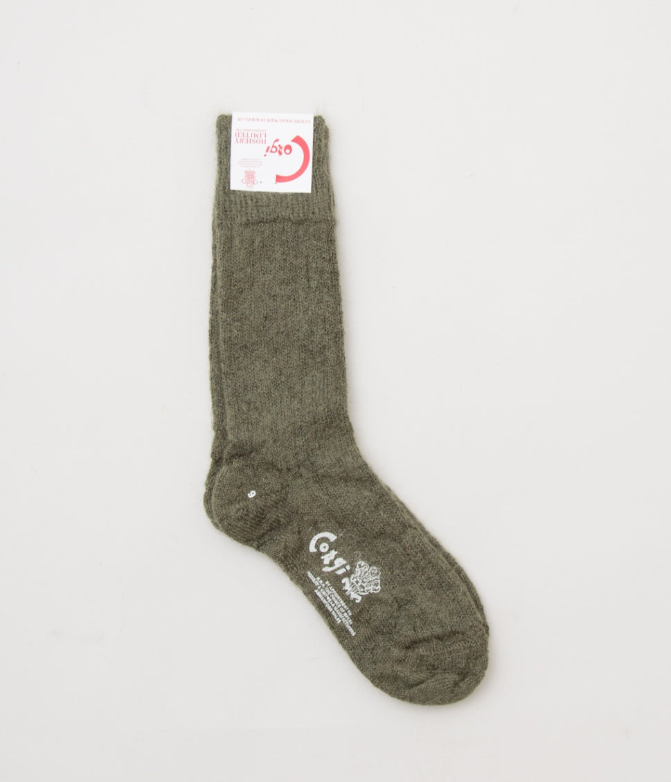 CORGI "WOMENS MOHAIR SOCKS"(OLIVE)