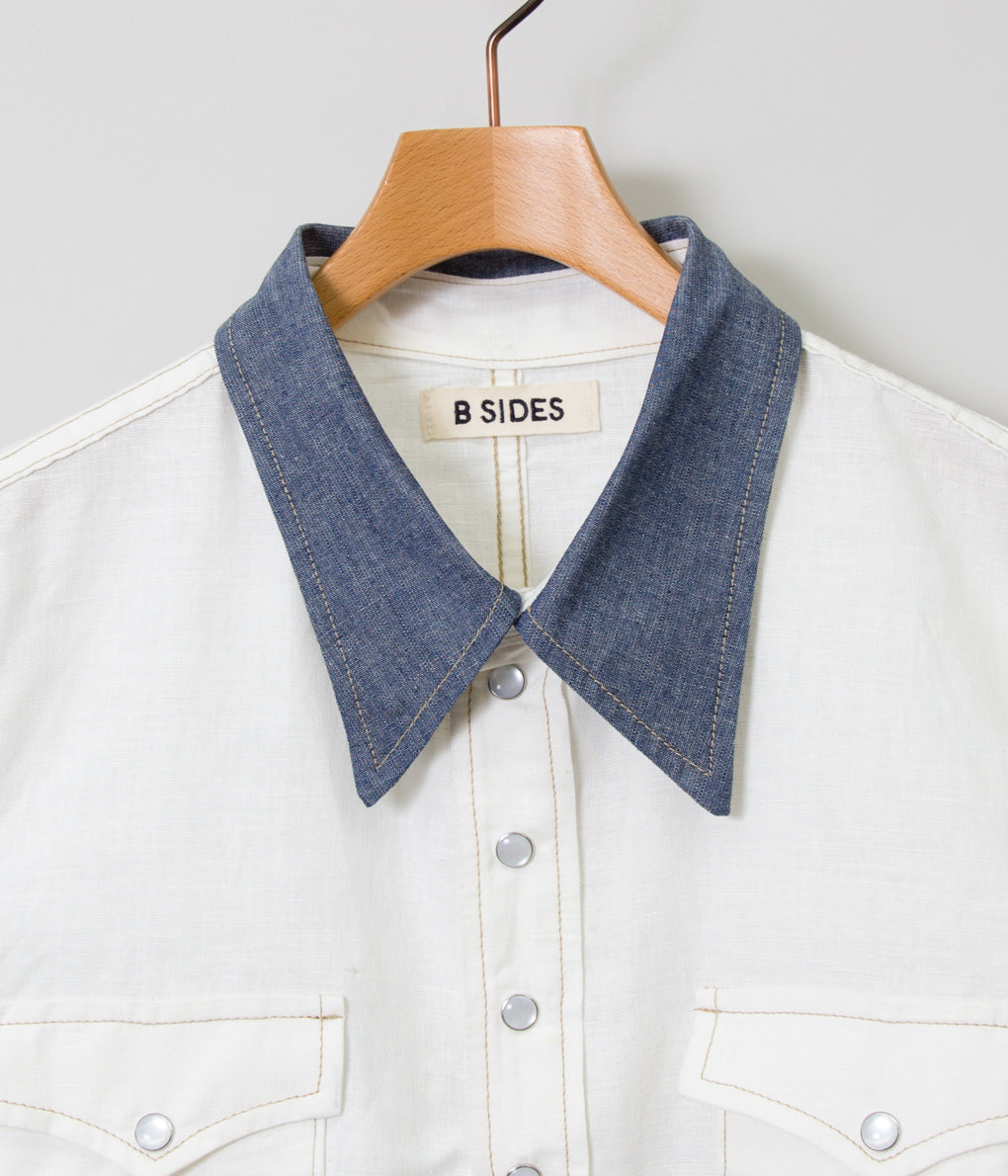 B SIDES JEANS "WESTERN SHIRTS COLOR BLOCKED" (WHITE×INDIGO)