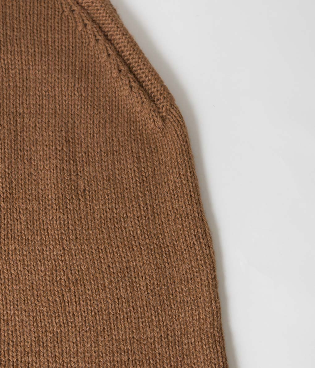MAYDI "WOMEN'S PONCHO DRESS TURTLENECK HAND-KNITTED"(SANDALWOOD)