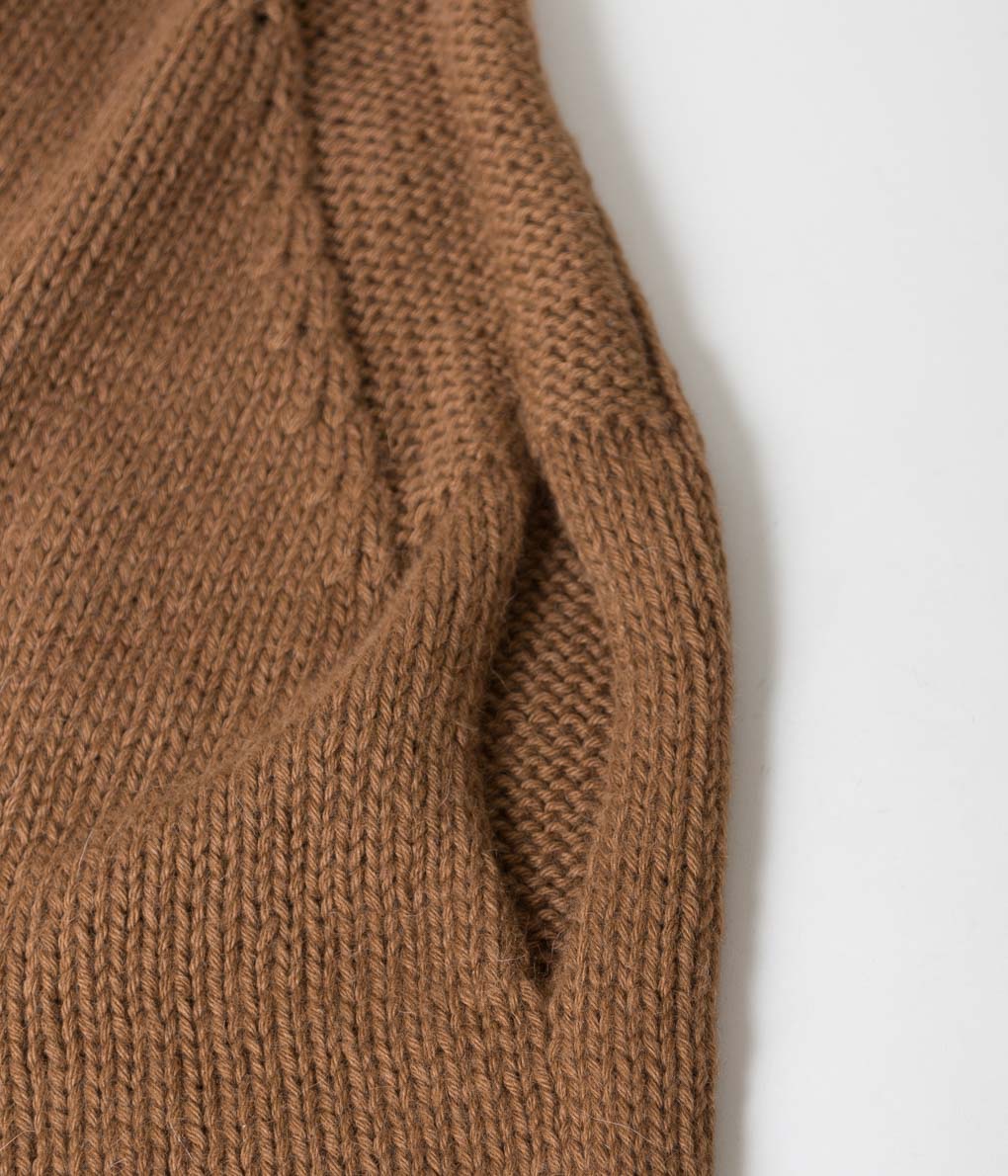 MAYDI "WOMEN'S PONCHO DRESS TURTLENECK HAND-KNITTED"(SANDALWOOD)