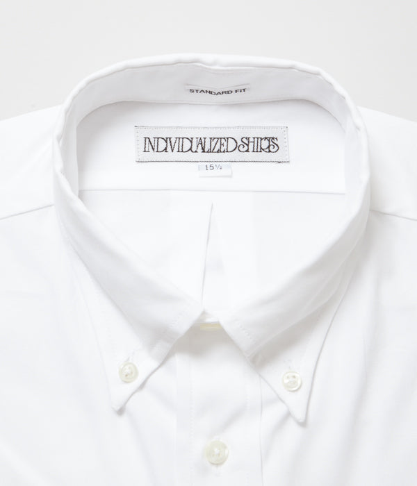 INDIVIDUALIZED SHIRTS "PINPOINT OXFORD TWO PLY 80S NEW STANDARD FIT SHORT SLEEVE SHIRT(WHITE)"