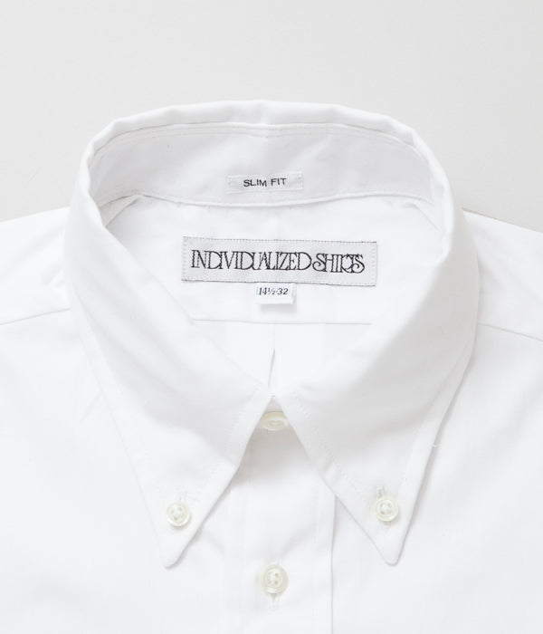 INDIVIDUALIZED SHIRTS "PINPOINT OXFORD TWO PLY 80S (SLIM FIT BUTTON DOWN SHIRT)(WHITE)"