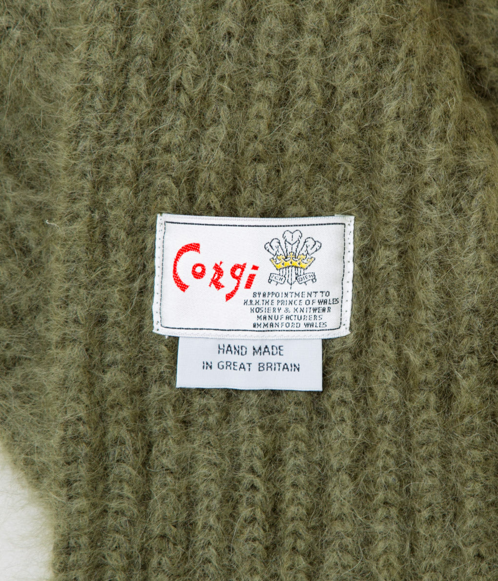 CORGI "MOHAIR / GEELONG WOOL RIB SCARF"(OLIVE)