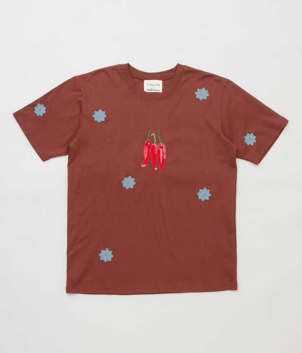 TRIBU-TO "T-SHIRT PEPPER FLOWER"(BURGUNDY)