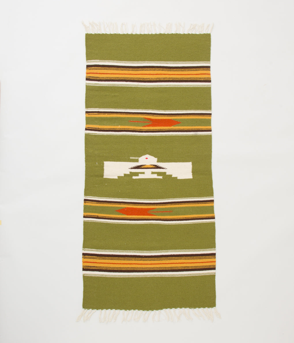 VINTAGE FABRIC "1950's~ CHIMAYO RUG THUNDERBIRD"(LIME GREEN)
