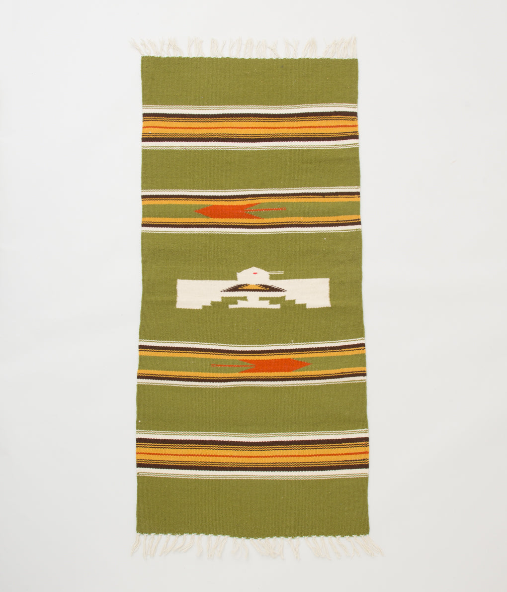 VINTAGE FABRIC "1950's~ CHIMAYO RUG THUNDERBIRD"(LIME GREEN)