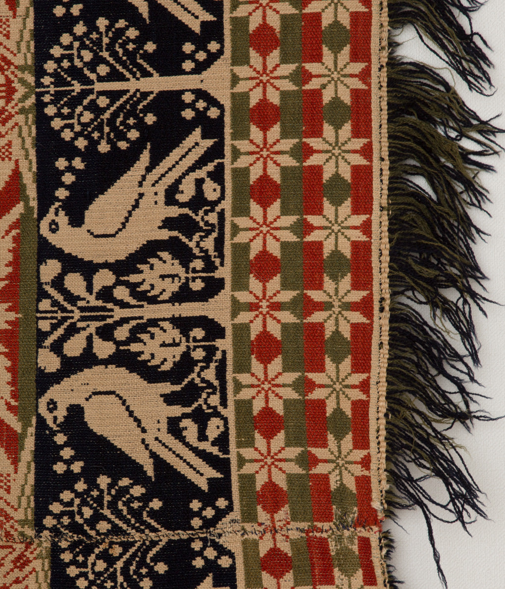 VINTAGE FABRIC "1834's ANTIQUE HAND WOVEN WOOL COVERLET"