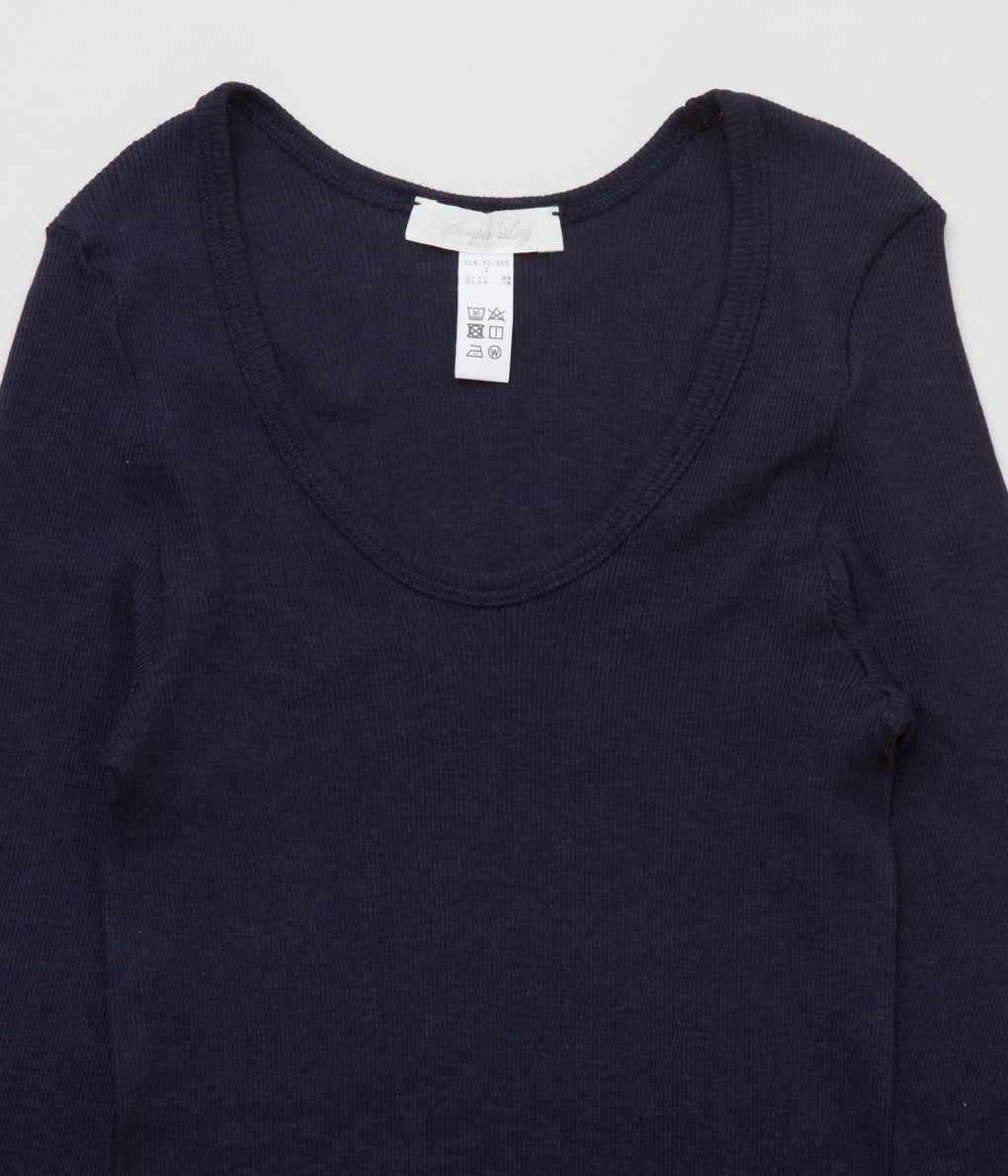 SOUPLE LUZ "RIB CREW NECK LONG SLEEVE T "(MIDNIGHT NAVY)