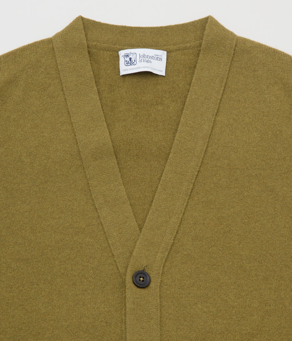 JOHNSTONS OF ELGIN"CLASSIC CASHMERE VEE NECK CARDIGAN"(HIGHLAND)