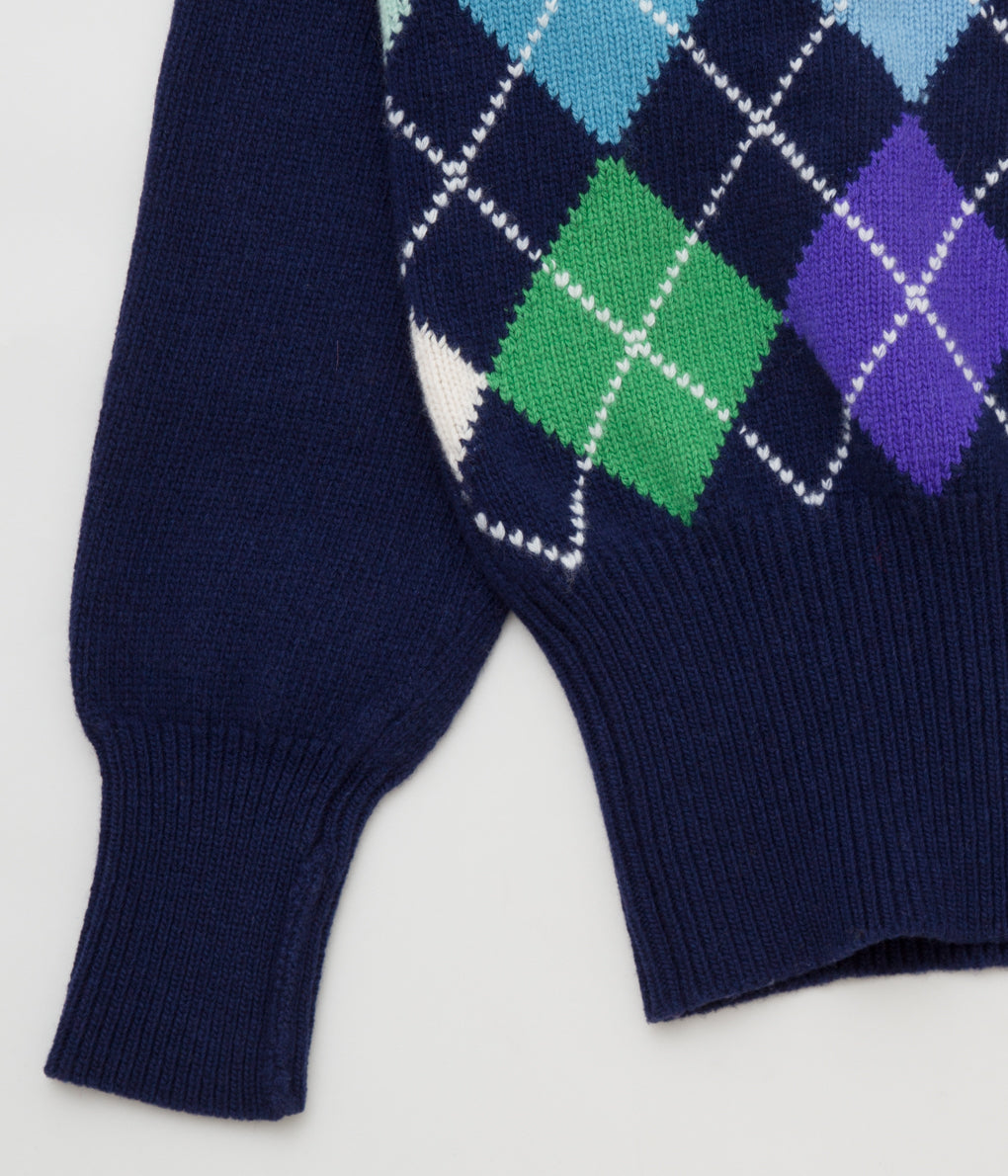 CORGI "4 PLY WOOL VEE ARGYLE PULLOVER"(AMERICAN NAVY)
