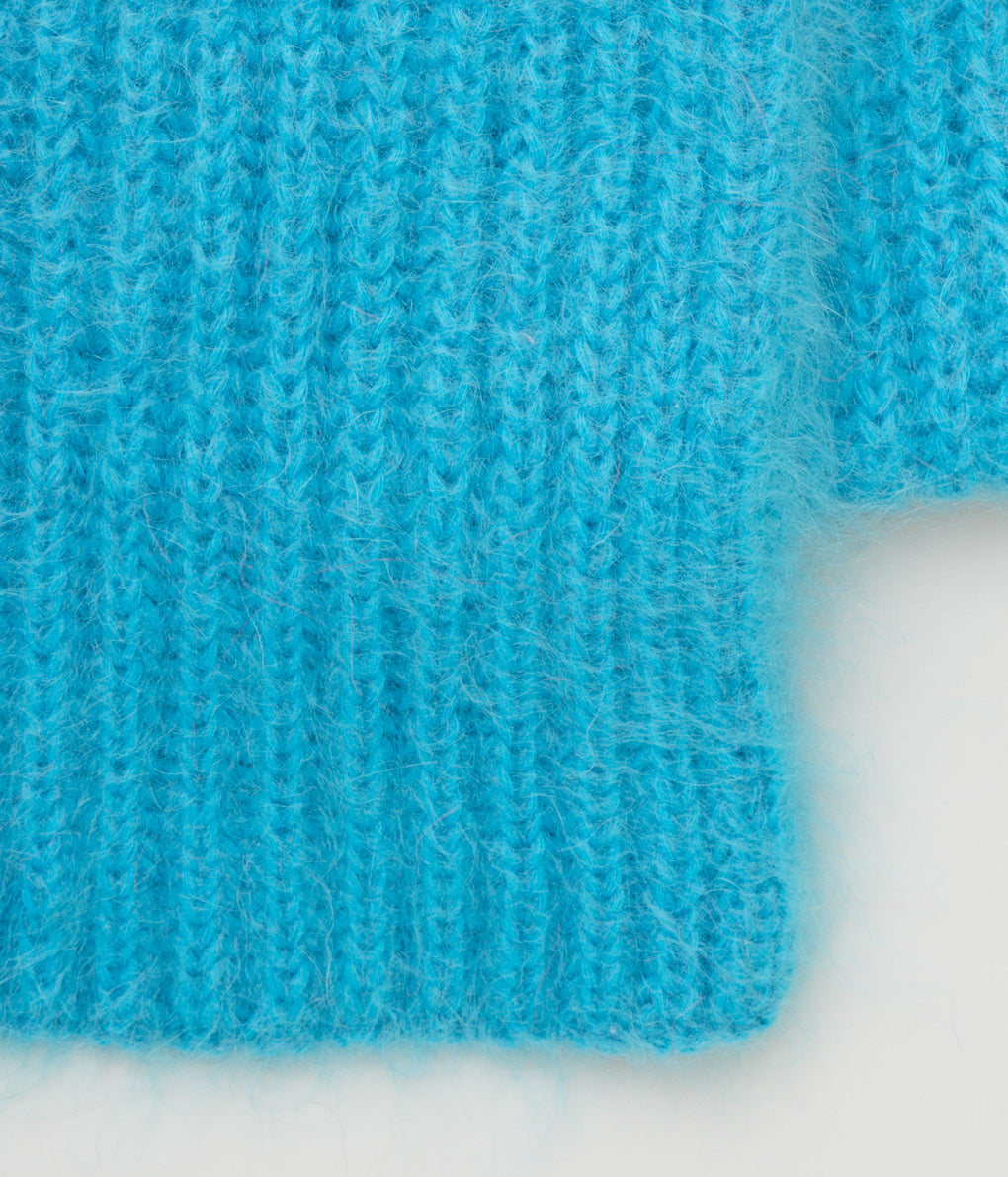 CORGI "MOHAIR/GEELONG WOOL RIB SCARF"(TURQUOISE)