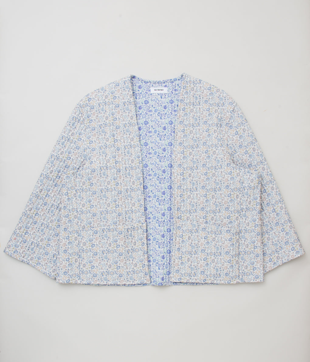 HED MAYNER "REVERSIBLE QUILTED CROPPED COAT"(LIGHT BLUE & ECRU FLOWERS)