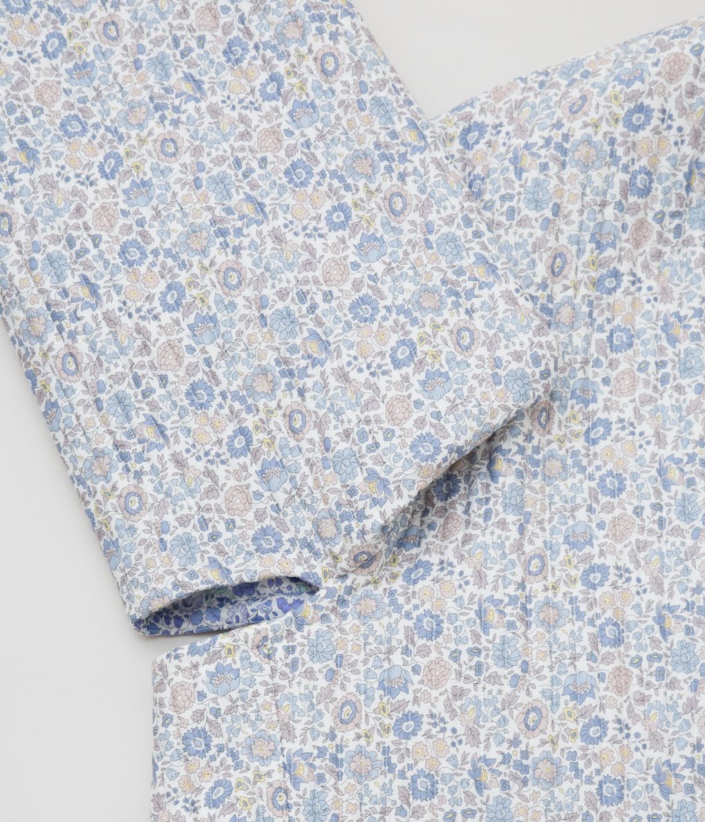 HED MAYNER "REVERSIBLE QUILTED CROPPED COAT"(LIGHT BLUE & ECRU FLOWERS)