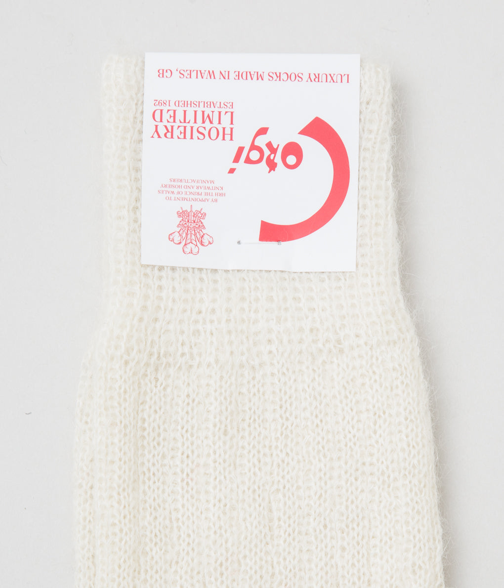 CORGI "UNISEX MOHAIR SOX"(WHITE)