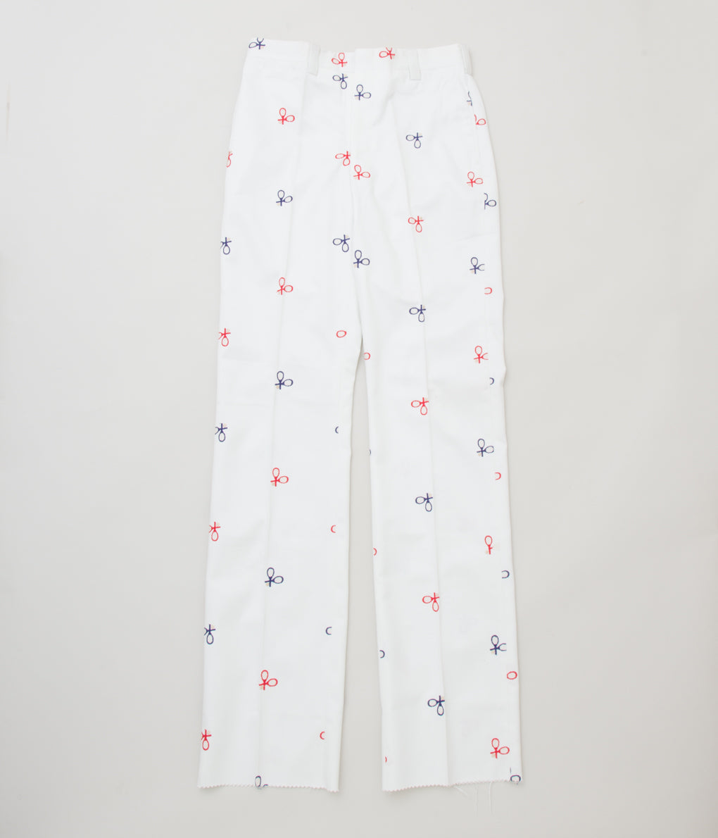 VINTAGE CLOTHING "O'CONNELLS LUCAS-CHELF TENNIS EMBROIDERY TWILL TROUSER"(WHITE)