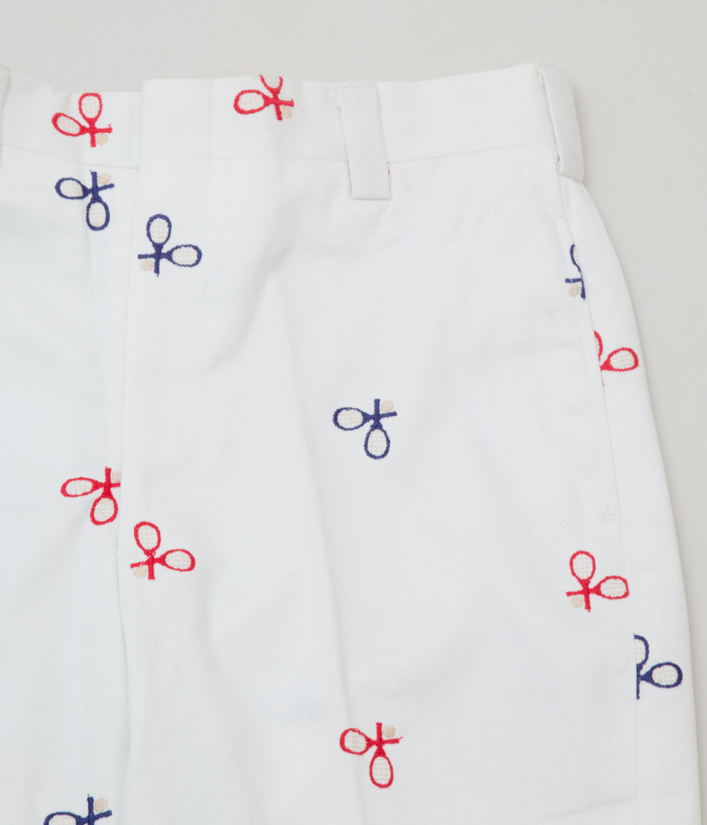 VINTAGE CLOTHING "O'CONNELLS LUCAS-CHELF TENNIS EMBROIDERY TWILL TROUSER"(WHITE)