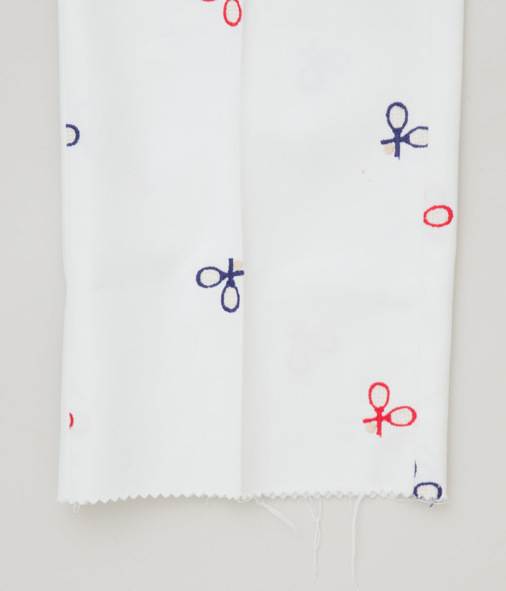 VINTAGE CLOTHING "O'CONNELLS LUCAS-CHELF TENNIS EMBROIDERY TWILL TROUSER"(WHITE)